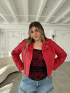 ABBEY Red Faux Leather Jacket