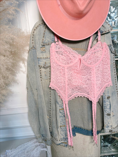 VIVI Pink Demi Cup Lace Bustier