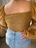 GEORGIA Gold Long Sleeve Front Tie Top