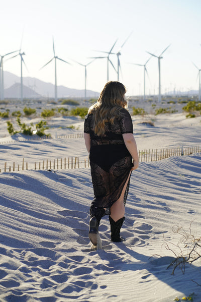 SUN CHASER Black Crochet Dress