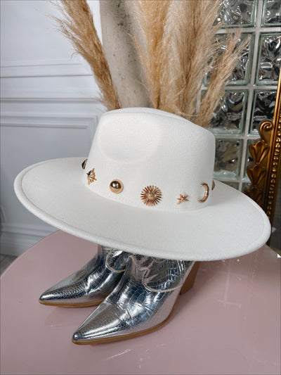 AMALFI Ivory Flat Rim Fedora