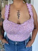 VIOLET Lavender Floral Print Bodysuit