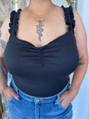 VIOLET Black Ribbed Bodysuit