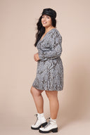 MILA Snake Print Faux Wrap Dress