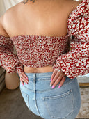 TATIANA Floral Puff Sleeve Crop Top