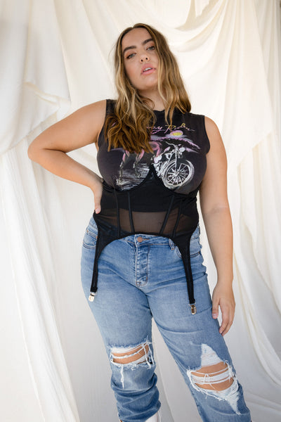 LITA Black Sheer Under Bust Corset