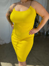 TIANNA Yellow Knit Midi Dress