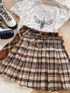 CANDICE Beige Plaid Skirt