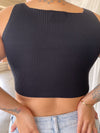 HEAT WAVE Black Soft Ribbed Tank with Diamond Strand Tie