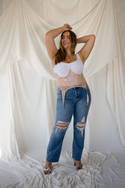 LITA Tan Bandana Print Under Bust Corset
