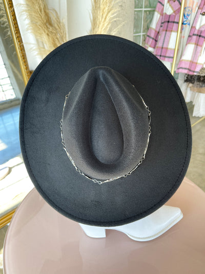SEDONA Black Flat Rim Fedora