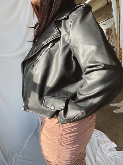 ABBEY Black Faux Leather Jacket