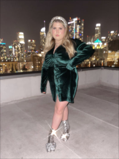 HOLLY Green Velvet Dress