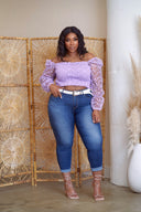 MERCY Lavender Smocked Lace Top