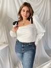 CHANTELL White Satin Body Suit