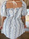 MEADOW Blue Floral Print Babydoll Dress